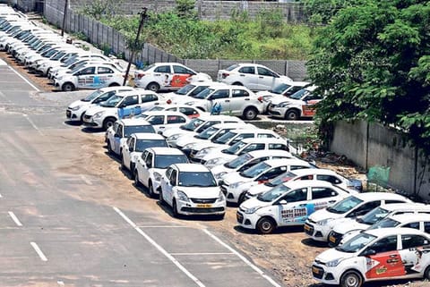 Taxi drivers protest seeking govt nod to resume services