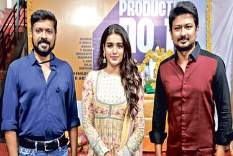 Magizh Thirumeni, Nidhhi Agerwal and Udhayanidhi