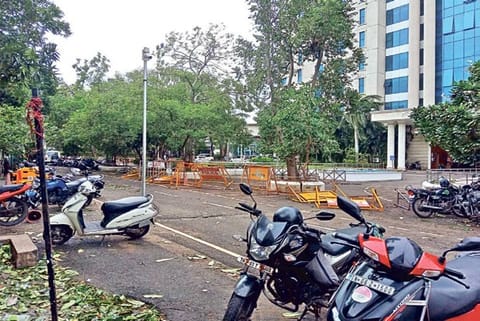 The almost empty parking lot at the Secretariat in Chennai on Thursday