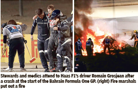 F1 driver Grosjean escapes after horror crash