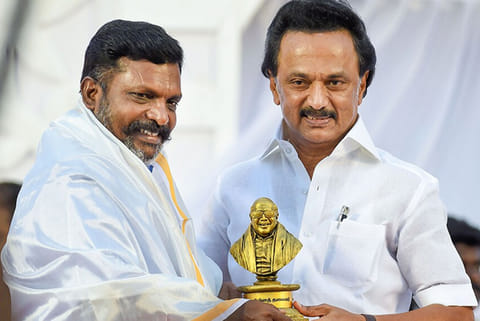 Thol Tirumavalavan and DMK president MK Stalin
