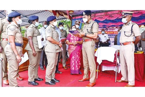 DGP C Sylendra Babu conducting grievances redressal meet for police personnel in Tiruchy