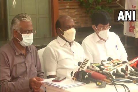 Tamil Nadu Health Minister Ma Subramanian with State Health Secretary Dr. J. Radhakrishnan