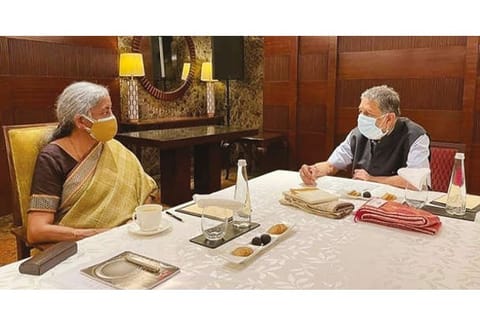 Nirmala Sitharaman with N Srinivasan in Chennai