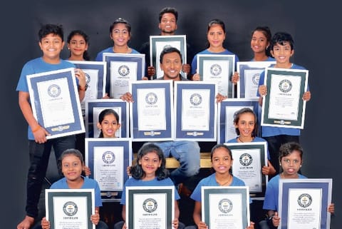 Gokulnath (middle, second row) with the children