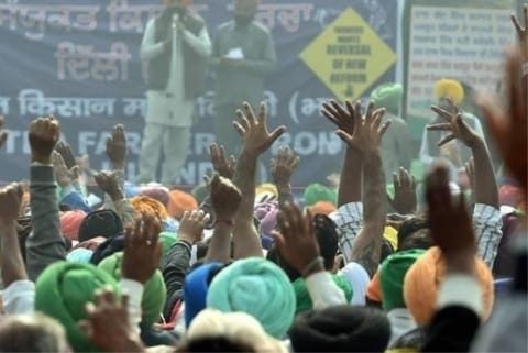 Protesting farmers burn copies of agri laws on Lohri