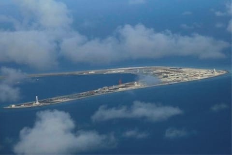 File pic: Reuters; An aerial view of China occupied Subi Reef in South China Sea