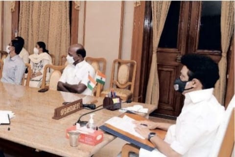 Chief Minister Stalin and Health Minister Ma Subramanian attend a meeting chaired by Prime Minister