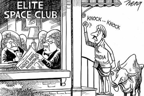 File photo. Cartoon that was published by The New York Times criticising India's Mars mission