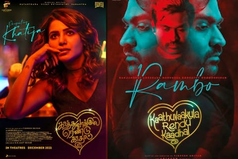 Two of the first look posters of Kaathu Vaakula Rendu Kaadhal (Image source: Twitter)
