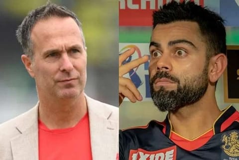 Michael Vaughan and Virat Kohli (Image source: Twitter/IPL)