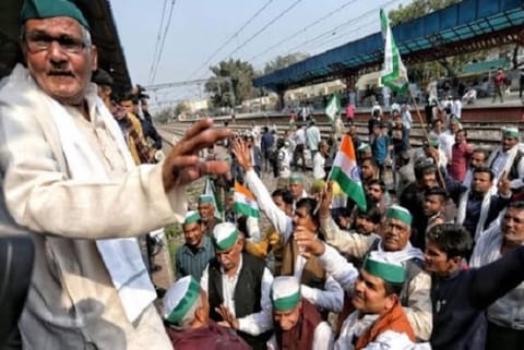 Farmers blocking a rail line