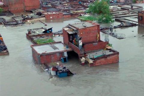 Submerged houses in Uttarakhand