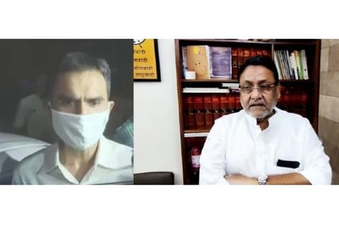 Sameer Wankhede(Left) Nawab Malik(Right) (Image Courtesy: IANS)