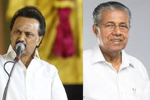 Tamil Nadu CM M.K. Stalin (Left) CM of Kerala Pinarayi Vijayan (Right)