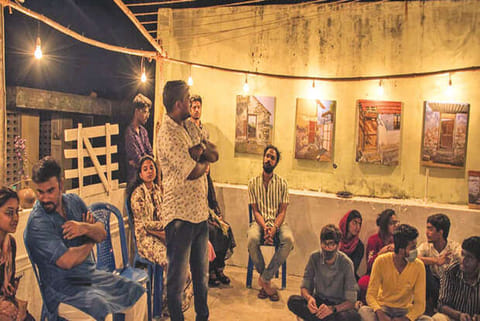 From Prabhakar?s art exhibition held at his house terrace