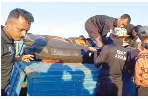 File Photo : Assam SDRF team in action after the boat mishap in the Brahmaputra