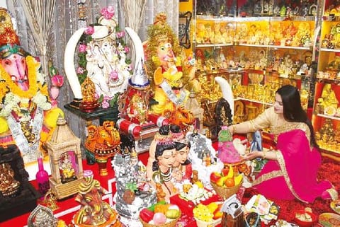 Manju Bhashini with her idol collection.