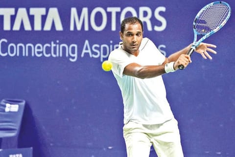 Ramkumar Ramanathan in action in the first roundc