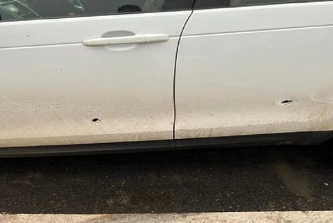 Two people fire bullets at AIMIM chief Owaisi's convoy (Credit: ANI)