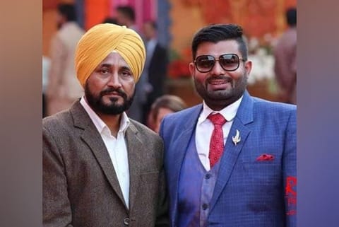 Punjab Chief Minister Charanjit Singh Channi and his nephew Bhupinder Singh Honey (Image Credit:ANI