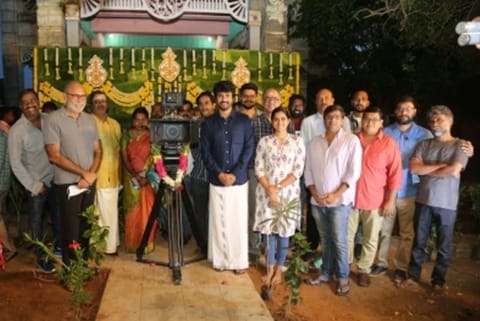 The cast and crew during the pooja of the movie.