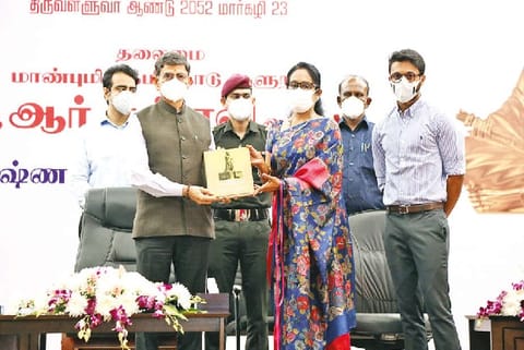 Governor RN Ravi releasing the book ?Kalvettil Tirukkural? in Coimbatore on Friday