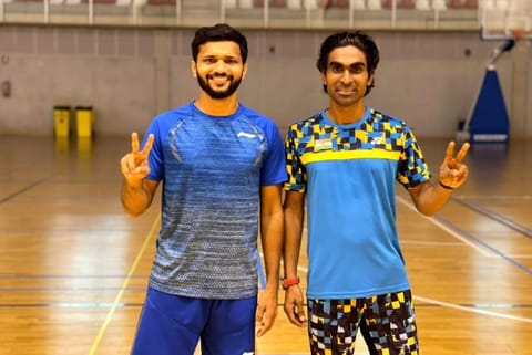 Badminton stars Bhagat and Kadam (Image Courtesy: IANS)