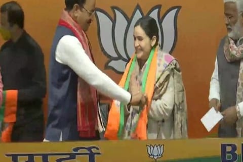 Aparna Yadav, daughter-in-law of former UP chief minister Mulayam Singh Yadav (Image Courtesy: ANI)