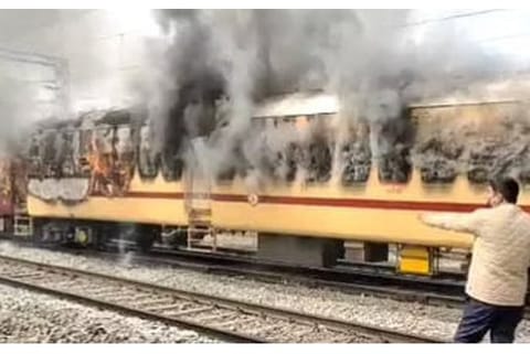 Train set on fire in Bihar over railways exam
