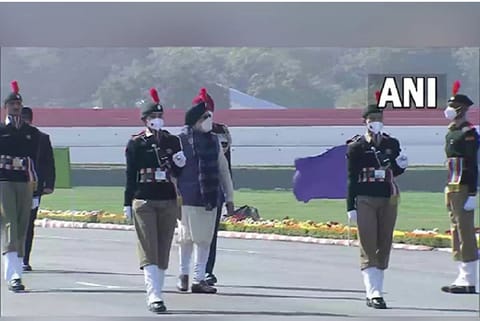 PM Narendra Modi at NCC rally at Cariappa Parade Ground in Delhi on Friday (Source: ANI)