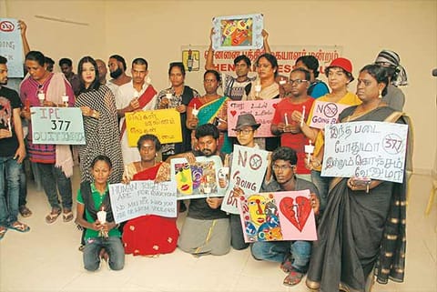 LGBT activists and members of Tamil Nadu Rainbow Coalition came together. (Photo: Prakaash)