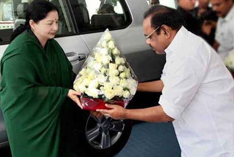 P Dhanapal greets Chief Minister J Jayalalithaa (PTI File Photo)