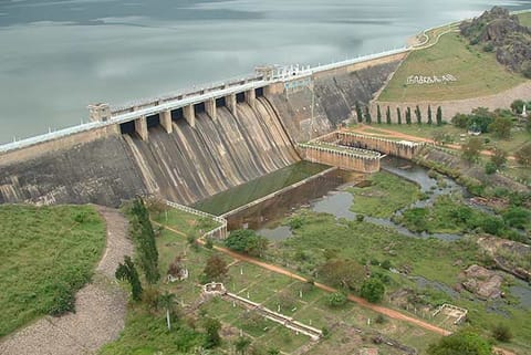 A view of the Manimuthar dam where restoration work has started