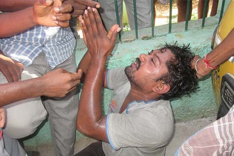 A 30-year-old man was caught and thrashed by residents in Vyasarpadi for trying to molest a child