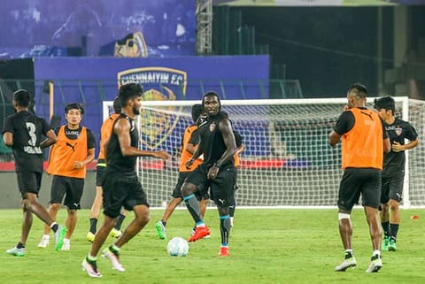 Chennaiyin FC players during a training session (Photo: Justin George)
