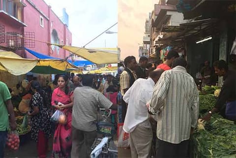 Heavy crowds were seen at vegetable markets in the city
