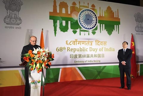 India's ambassador to China, Vijay Gokhale at Republic Day reception in Beijing