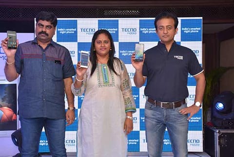 Uvaraj Natarajan, CEO and Kanni Uvaraj, MD, Poorvika Mobiles with Anish Kapoor, CEO, Tecno India