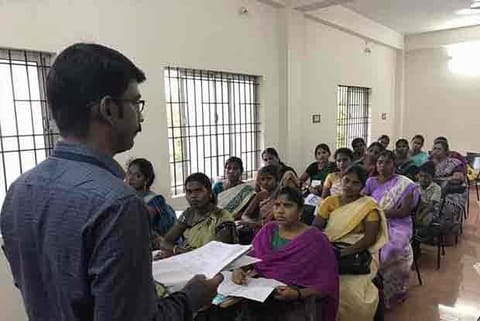 Aspirants during a coaching session at an IAS Academy