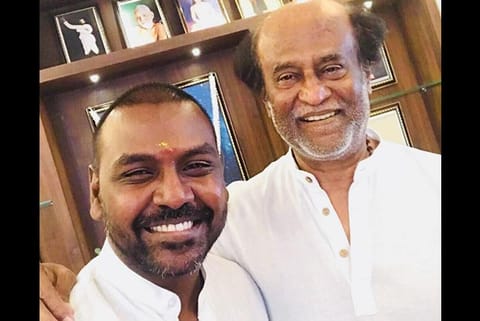 Lawrence with Rajinikanth in Chennai