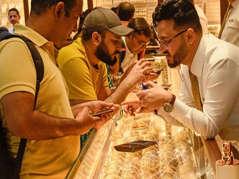 Shoppers at a gold and diamond jewellery store in Dubai.