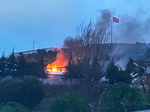 This handout image released by the Demiroren News Agency (DHA) on December 24, 2024, shows the moment of an explosion in Balikesir.