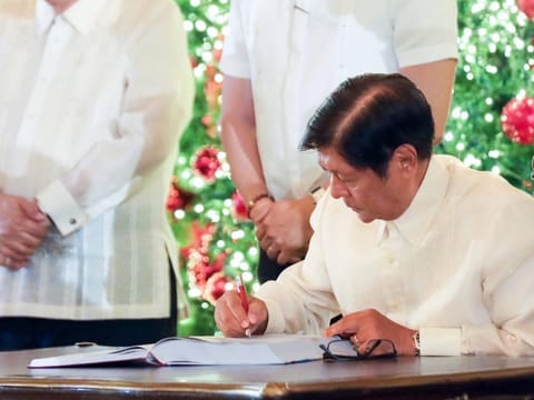 President Ferdinand Marcos Jr signed the $109-billion national budget for 2025 at the Malacañang Palace on Monday, December 30, 2024.