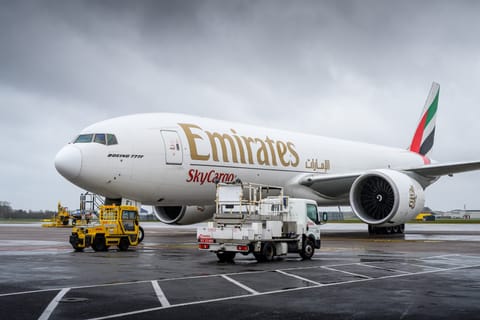 Emirates SkyCargo serves 11 destinations across Europe with 38 dedicated freighter flights per week.