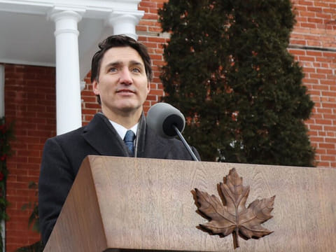 Justin Trudeau, Canada’s prime minister, speaks during a news conference at Rideau Cottage in Ottawa, Ontario, Canada, on Monday, Jan. 6, 2025.