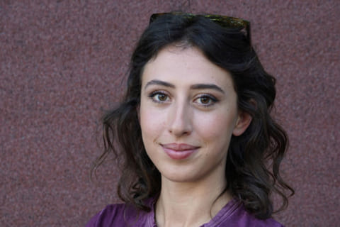 Italian journalist Cecilia Sala posing at the Pordenonelegge Literature Festival in Pordenone.