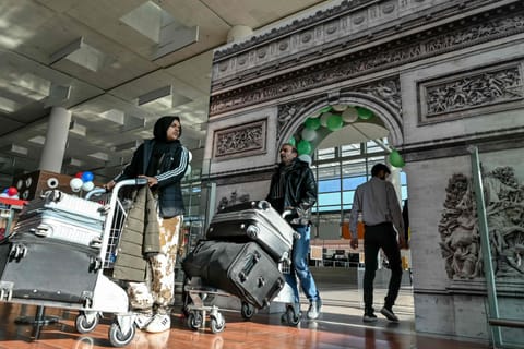 Passengers arrive at the immigration counter at the Islamabad International Airport on January 10, 2025. Electronic gates at immigration controls will soon be launched at three of Pakistan’s leading airports.