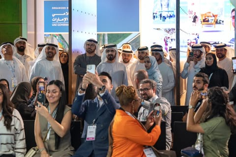 The event is being held across Emirates Towers, Dubai International Financial Centre, and the Museum of the Future in Dubai under the theme "Content for Good."