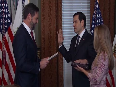 Marco Rubio taking taking oath.